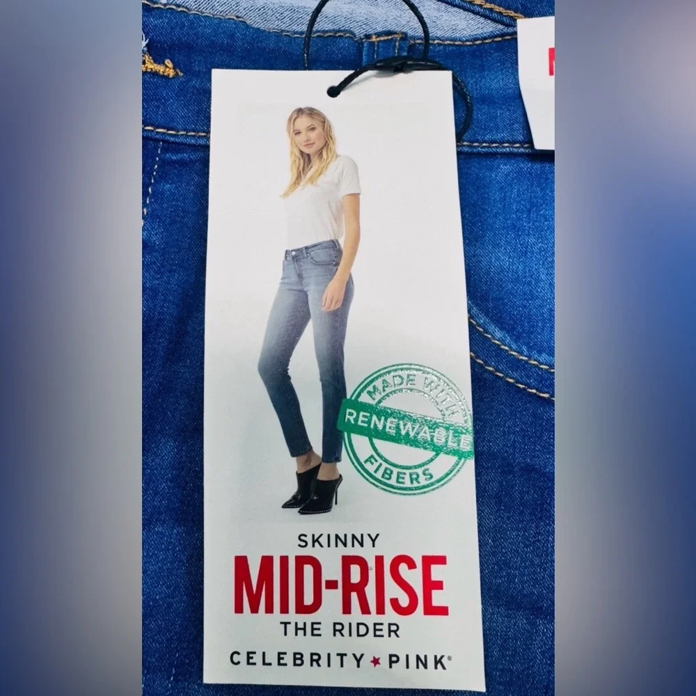 Celebrity Pink Women’s Infinite Stretch Mid Rise Skinny Blue Lagoon Jeans, NWT - Picture 5 of 11